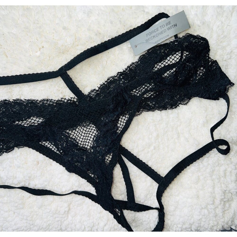 Hauty Black Lace Strappy Lingerie Panties Womens Intimates